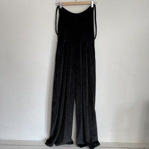Oak & Fort Women Black Velour Wide Leg Jumpsuit Size M